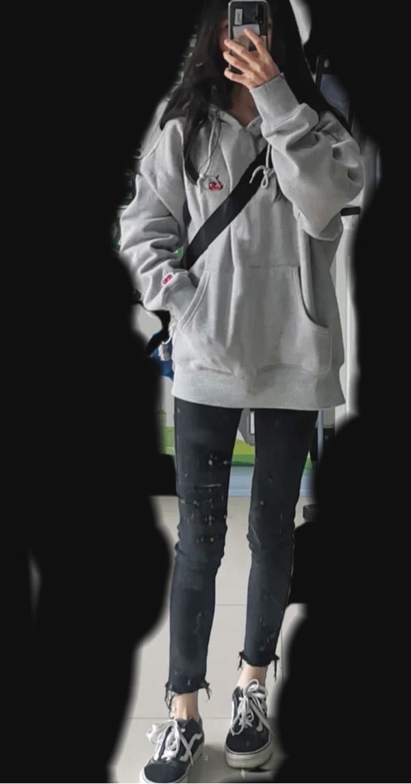 ★KIRSH★ Small Cherry Sweatshirt Melange Grey KIRSH Small Cherry Side Pocket Hoodie Melange Gray