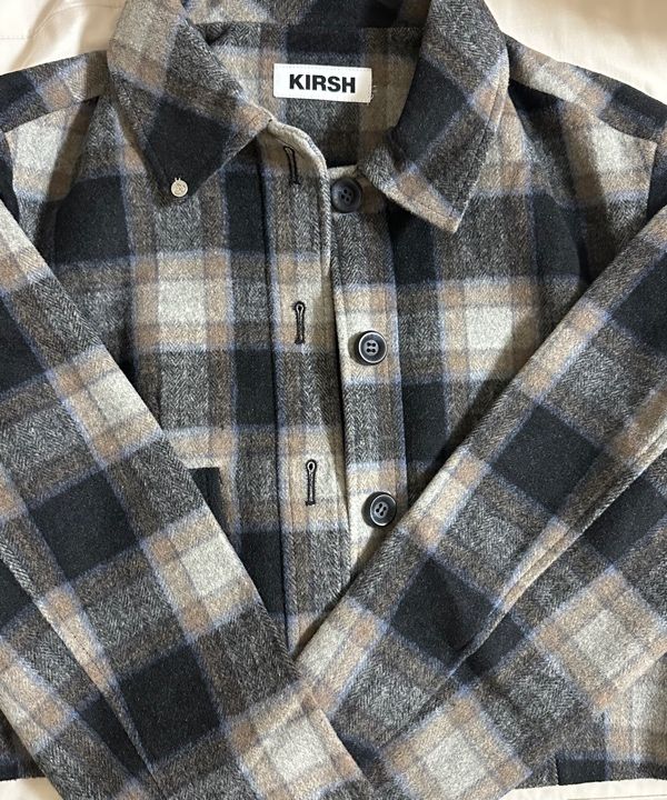 ★2022FW新作★KIRSH★SMALL CHECK CROP JACKET MUSINSA公式 | KIRSH Small Check Crop Jacket [Grey]