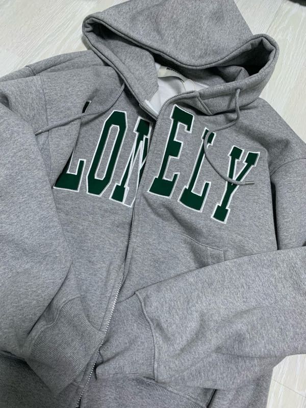 MUSINSA | NOHANT LONELY/LOVELY FLUFF HOODIE ZIP-UP GRAY