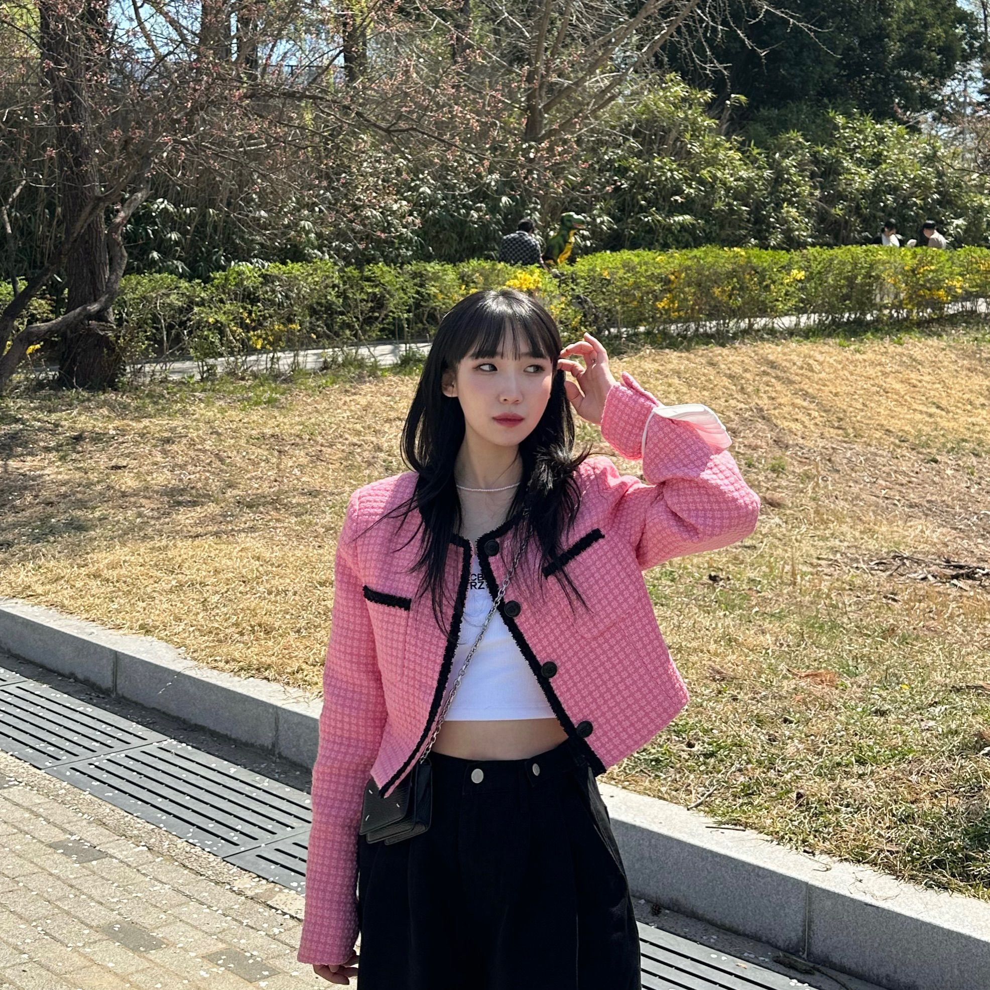 ジャケット ETMON Trimmed Tweed Jacket, Pink MUSINSA | ETMON Trimmed Tweed Jacket Light Green