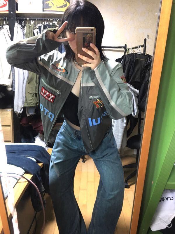 MUSINSA | SCULPTOR Color Block Motor Jacket Sage/Charcoal