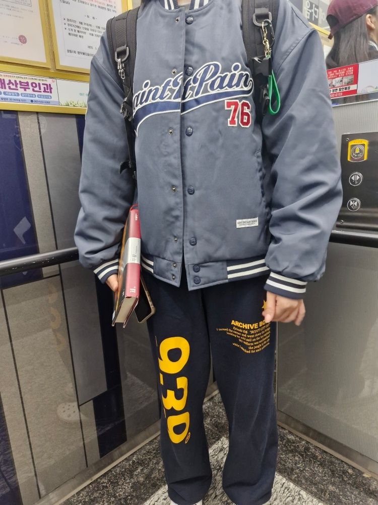 MUSINSA公式 | SAINTPAIN SPチームロゴスタジアムジャケット-ネイビー