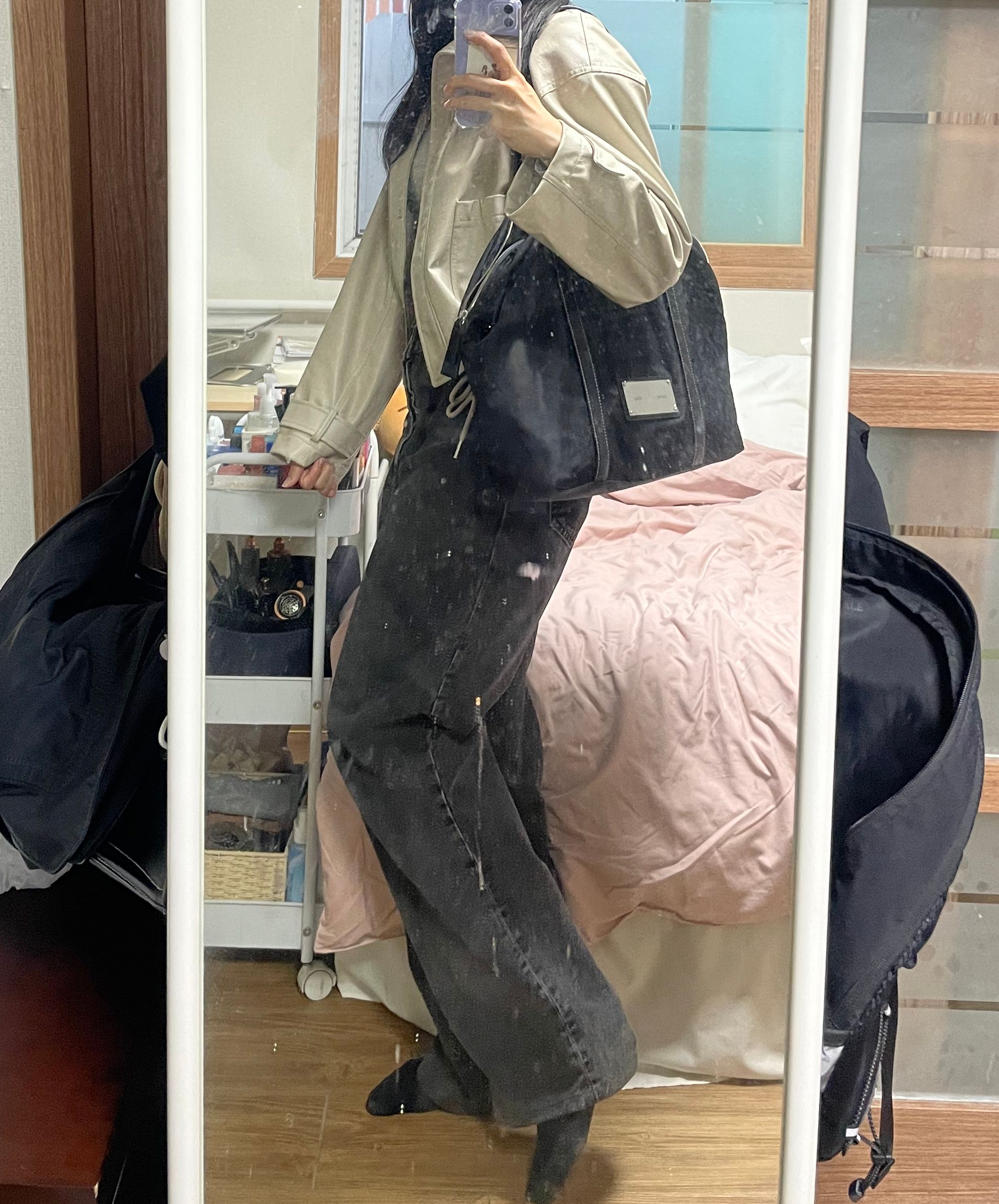 MUSINSA公式 | MATIN KIM FABRIC NEW SHOPPER BAG IN BLACK