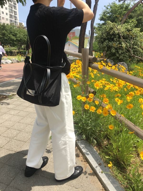 MUSINSA | MATIN KIM FABRIC NEW SHOPPER BAG IN BLACK
