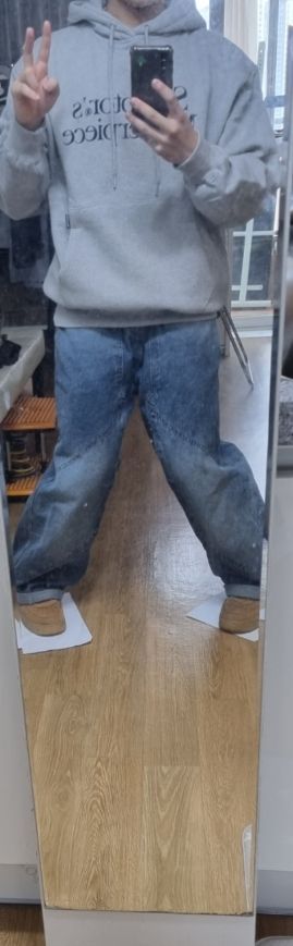 MUSINSA | CPGN STUDIO Layer Wide Denim Pants Indigo Blue