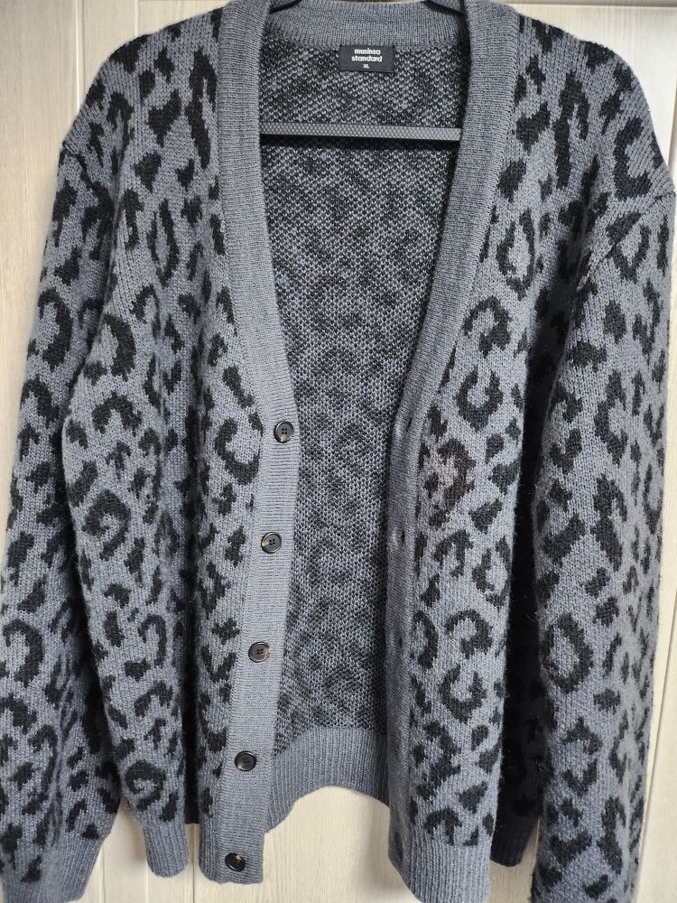 カーディガン *MUSINSA STANDARD* Leopard mohair cardigan gray black MMBWC6 MUSINSA | MUSINSA STANDARD Leopard Mohair Cardigan [Gray/Black]