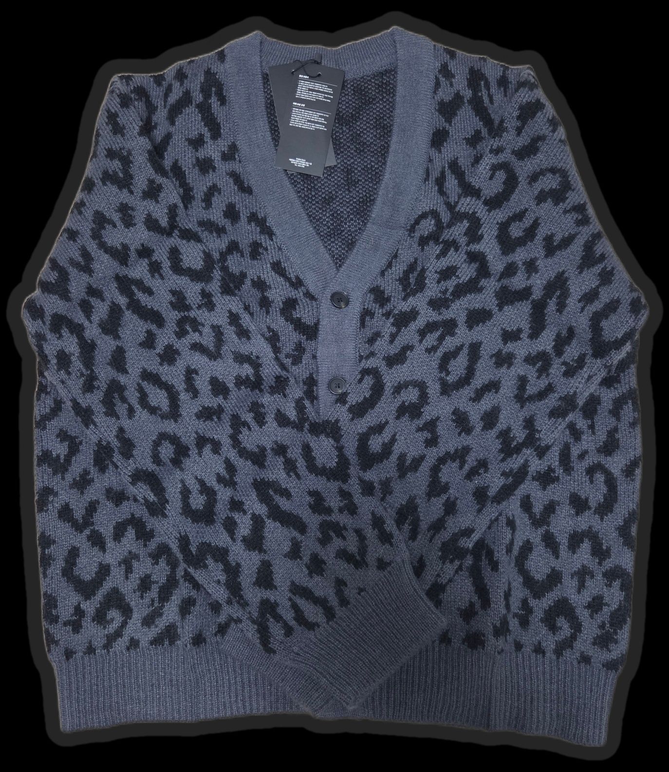 MUSINSA | MUSINSA STANDARD Leopard Mohair Cardigan [Gray/Black]