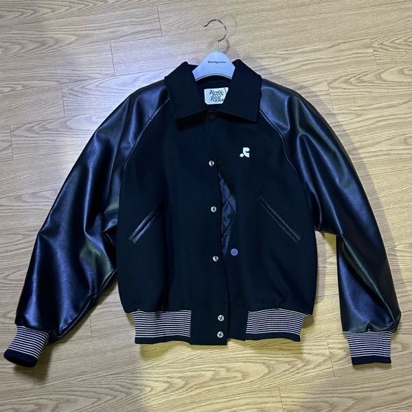 MUSINSA | REST&RECREATION RR LOGO WOOL BOMBER JACKET BLACK