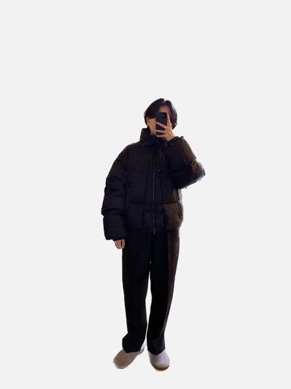 MUSINSA | INSILENCE Drawstring Ripstop down puffer jacket BLACK