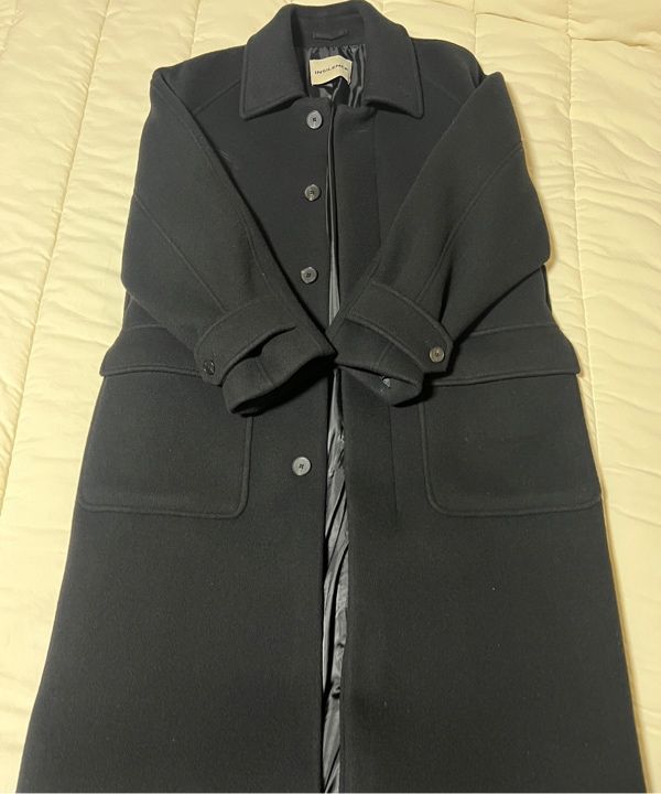 MUSINSA | INSILENCE Oversized Balmacaan Coat BLACK