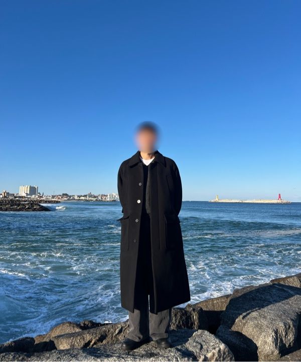 MUSINSA | INSILENCE Oversized Balmacaan Coat BLACK