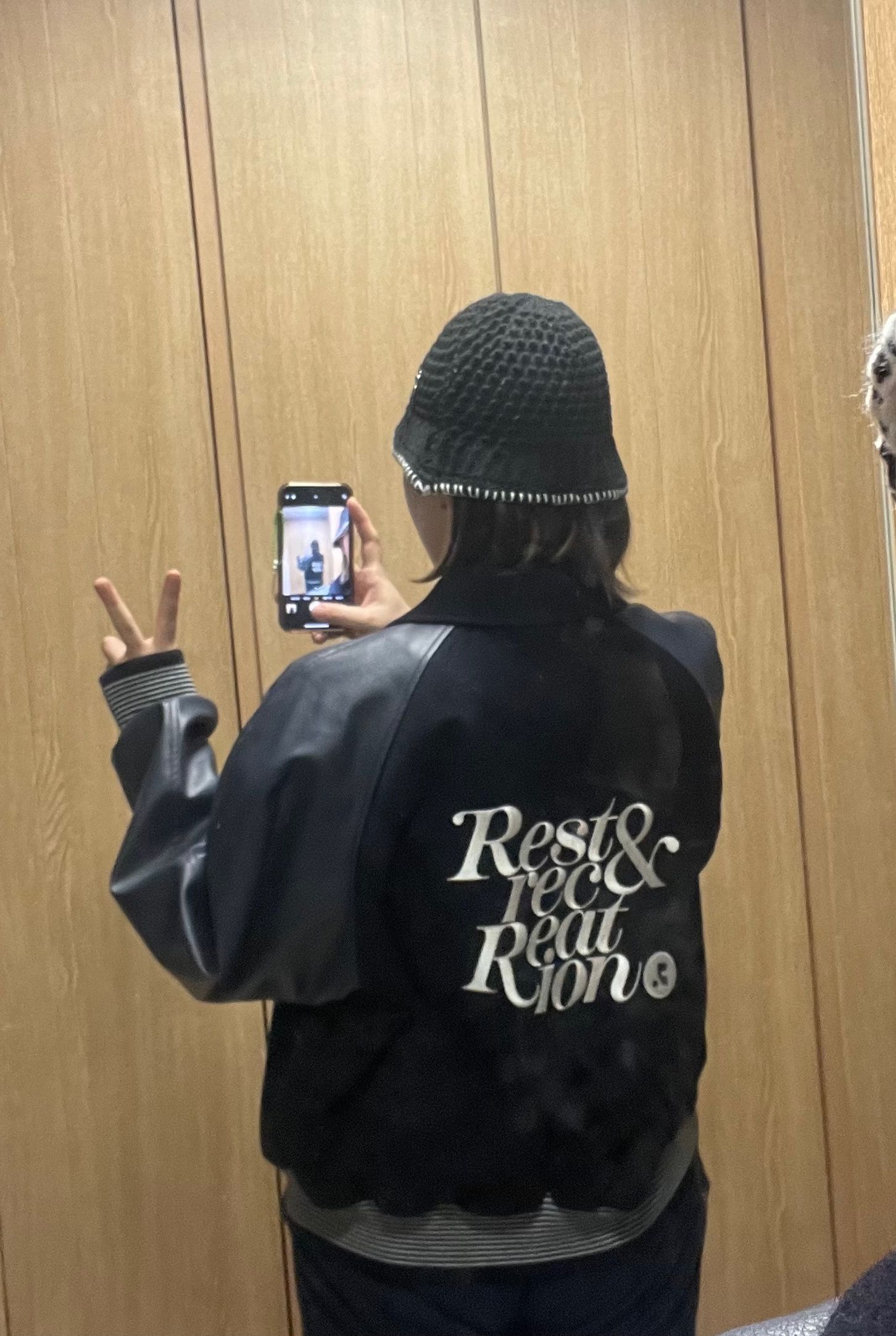 MUSINSA | REST&RECREATION RR LOGO WOOL BOMBER JACKET NAVY