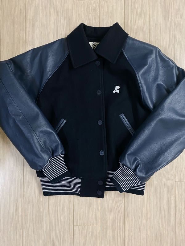 MUSINSA | REST&RECREATION RR LOGO WOOL BOMBER JACKET NAVY