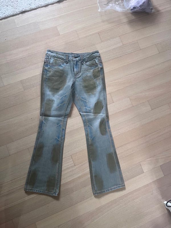 MUSINSA | SCULPTOR Metal Brushed Bootcut Denim Pants Khaki/Gold