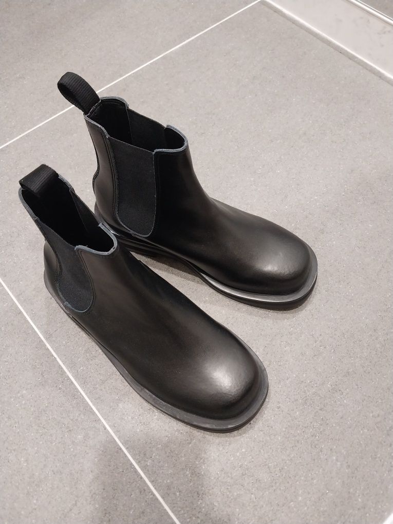 MUSINSA | CUSTOMADE 4cm cowhide bold square-toe Chelsea boots Alex