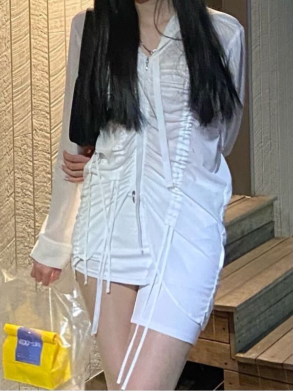 【NACHE】 SHIRRING CHIFFON HOODIE ZIP-UP MUSINSA | NACHE SHIRRING CHIFFON HOODIE ZIP-UP WHITE