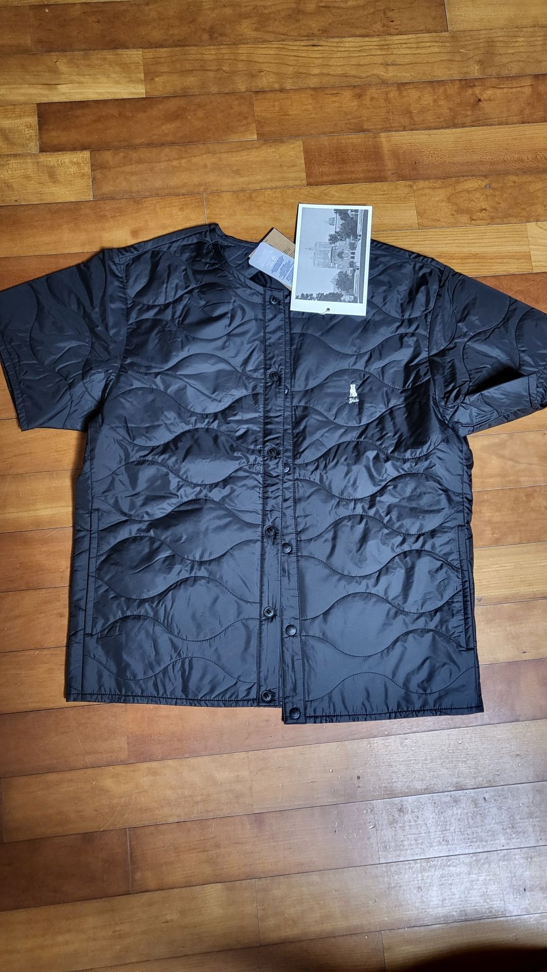 MUSINSA | YALE HALF SLEEVE QUILTING JACKET BEIGE
