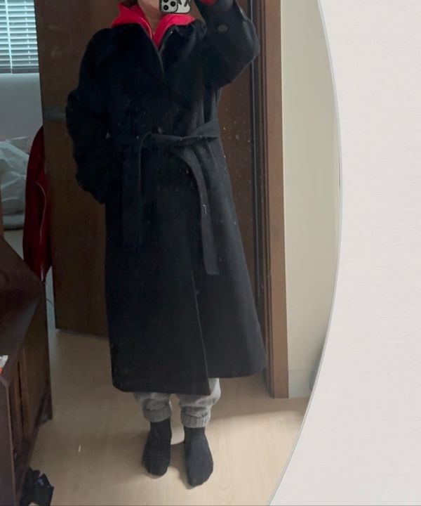 ジャケット・アウター DUNST UNISEX BELTED WOOL MAC COAT BLACK DUNST