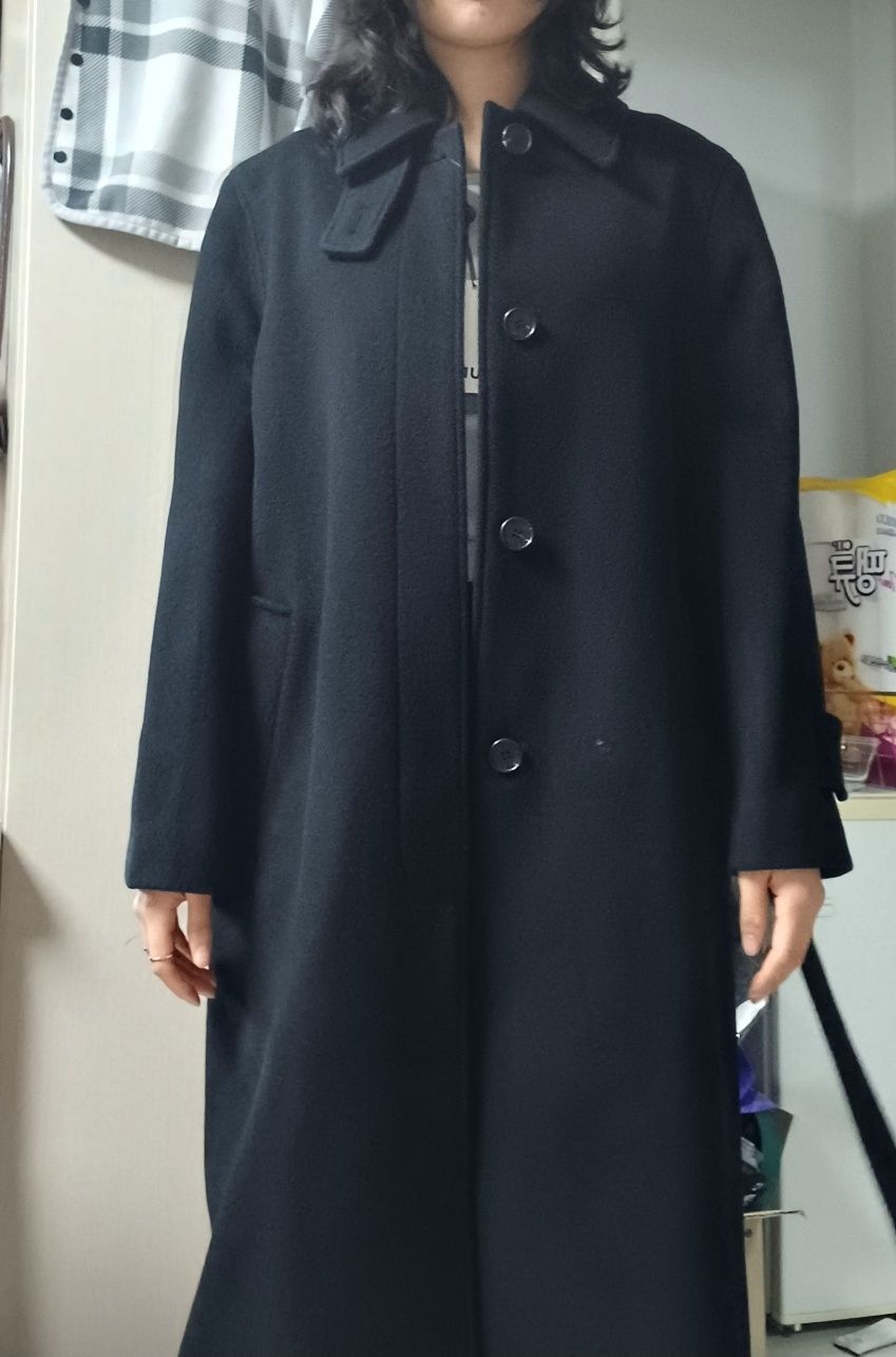 ジャケット・アウター DUNST UNISEX BELTED WOOL MAC COAT BLACK DUNST