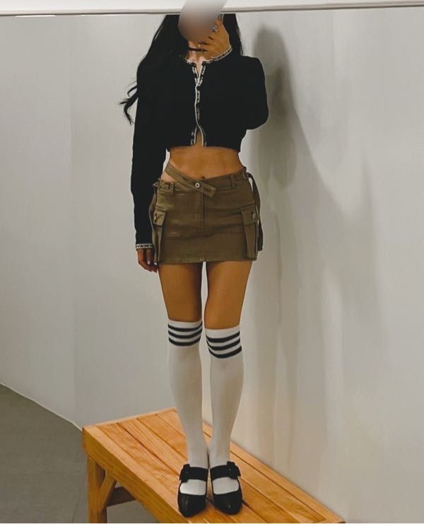 MUSINSA | PAINORPLEASURE NIX MINI SKIRT khaki