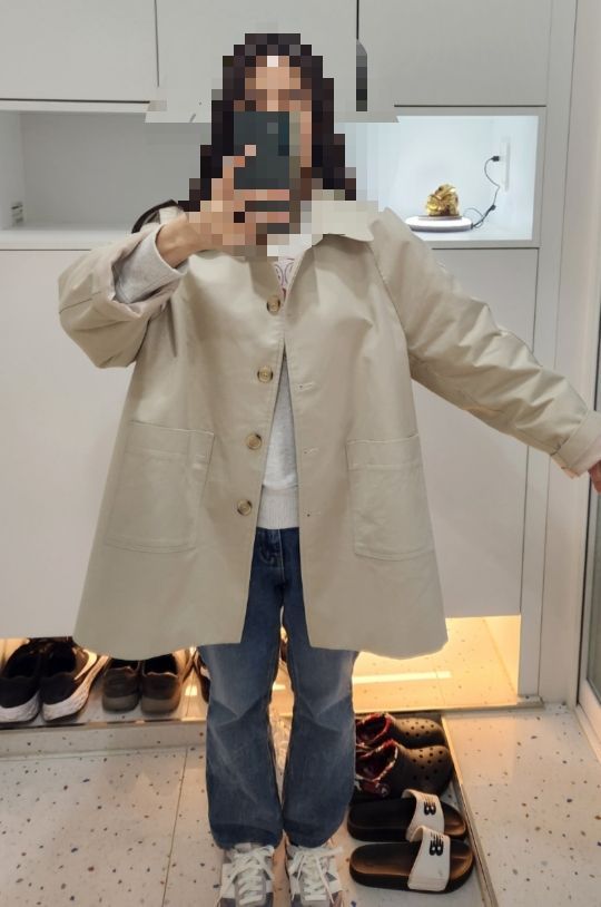 MUSINSA公式 | LAMINEZ ハーフトレンチコート - アイボリー