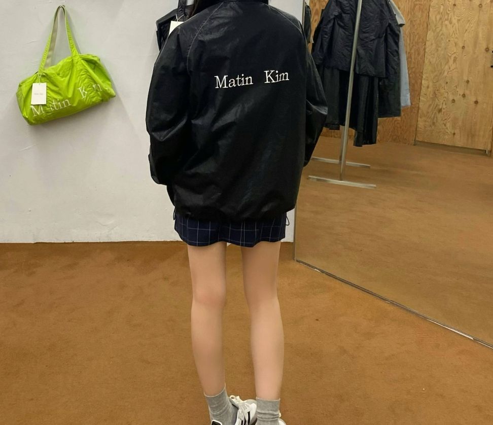 MUSINSA | MATIN KIM MATIN KIM LOGO COATING JUMPER IN NAVY
