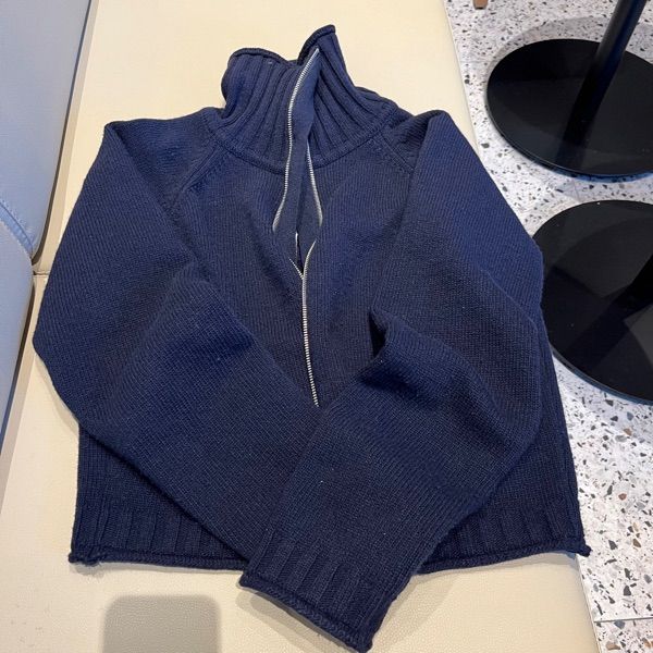 MUSINSA | MATIN KIM SPELL POINT KNIT ZIP UP_NAVY