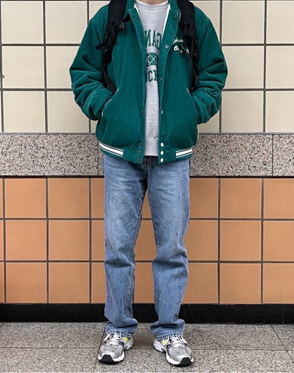 MUSINSA公式 | thisisneverthat Originals Corduroy Varsity Jacket Green