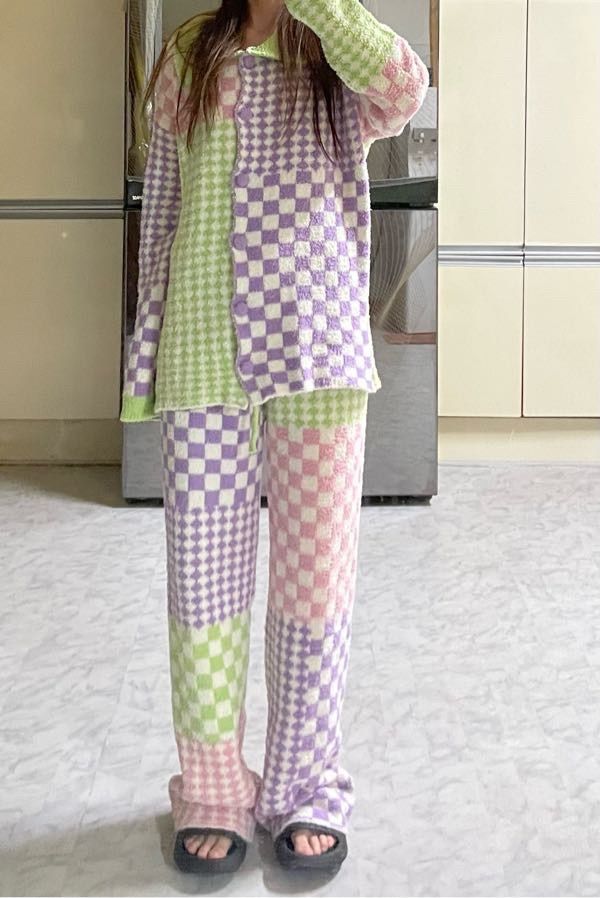 MUSINSA | WIGGLE WIGGLE FASHION Pajama Set (Long) - Grape