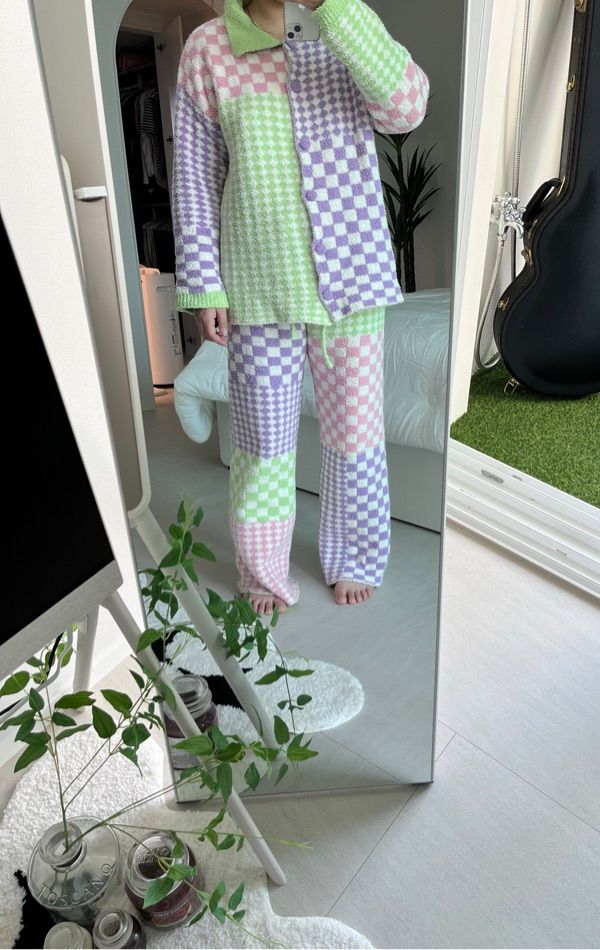 MUSINSA | WIGGLE WIGGLE FASHION Pajama Set (Long) - Grape