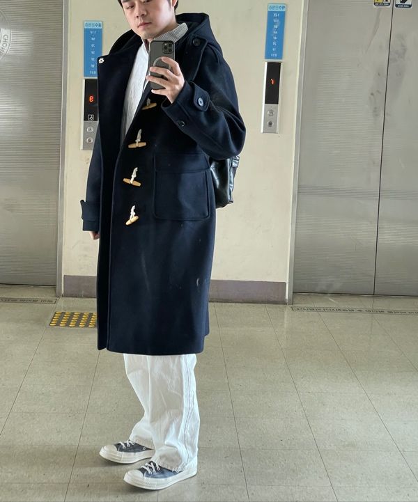 MUSINSA公式 | GLW オーバーサイズダッフルコートネイビー