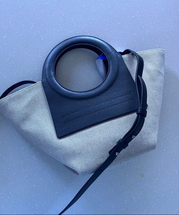 MUSINSA | HEREU Mini Color Tote Bag - Beige: Black