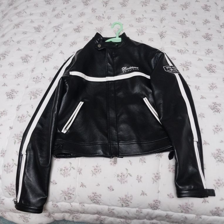 MUSINSA | BADBLOOD Eco Leather Racing Jacket - Black