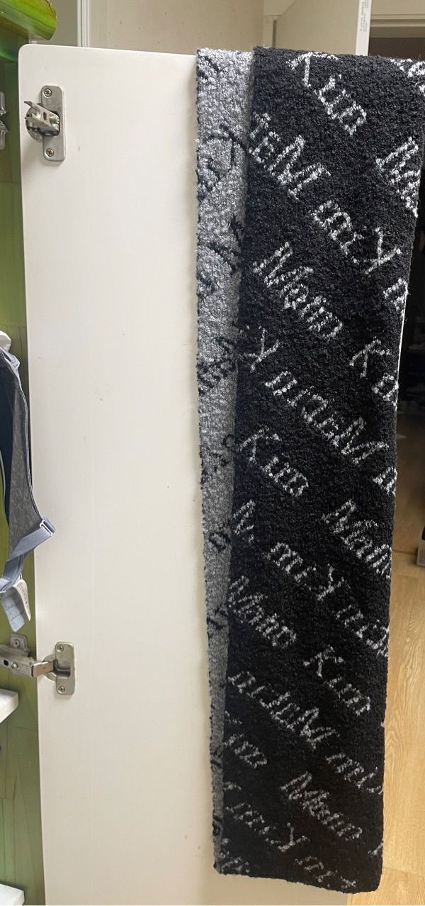 MUSINSA | MATIN KIM LETTERING KNIT MUFFLER IN GRAY