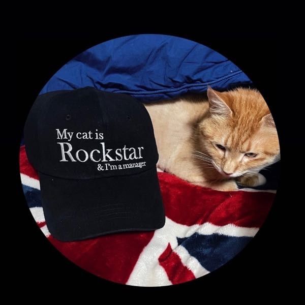 帽子 JOEGUSH My cat is Rockstar Baseball cap JOEGUSH（ジョーガッシュ）の「My cat is Rockstar Baseball cap