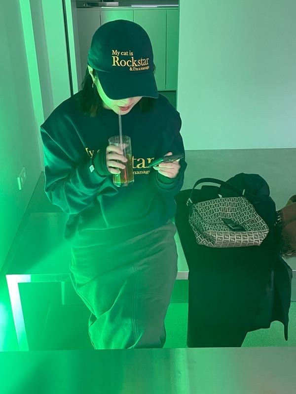MUSINSA | JOEGUSH My cat is Rockstar Baseball cap (Deep Green)