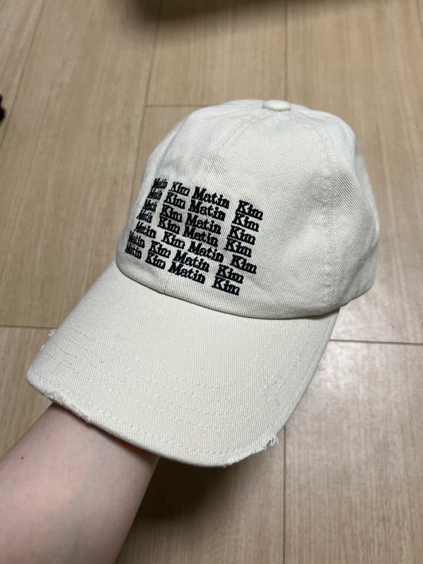MUSINSA公式 | MATIN KIM LETTERING WASHED BALL CAP IN IVORY