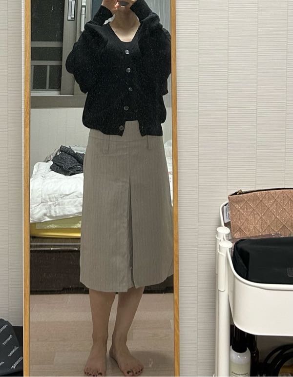 スカート [SINOON] SEMI LOW RISE STRIPE MIDI SKIRT MUSINSA | SINOON SEMI LOW RISE STRIPE MIDI SKIRT (BEIGE)