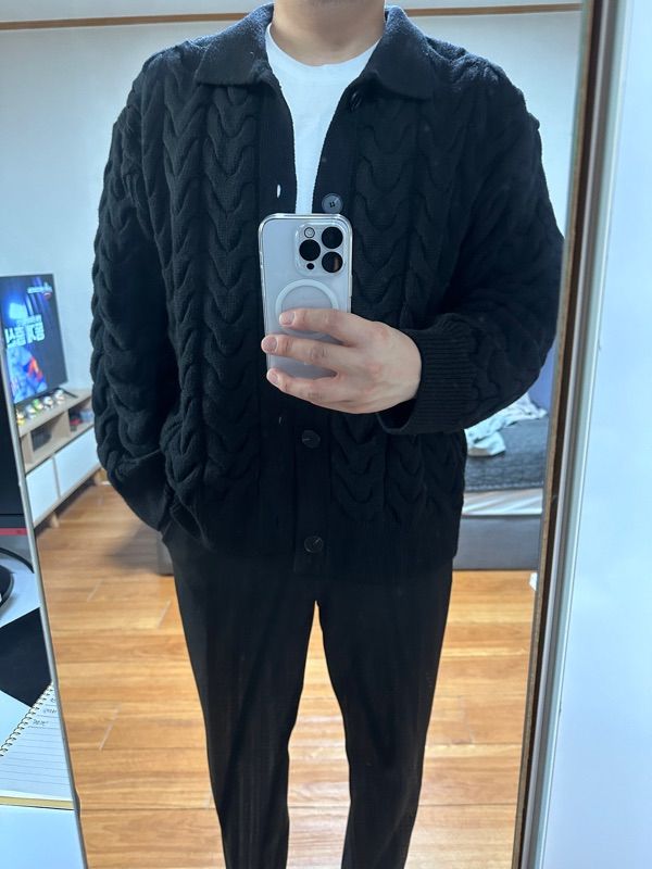 MUSINSA | VOIEBIT V176 Wave Wool Knit Cardigan (Cream)