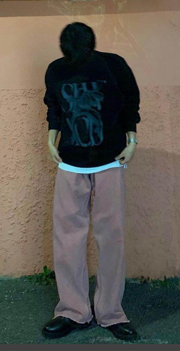 MUSINSA | SLOWACID Peachskin Rusty Logo Sweatshirt [Black]