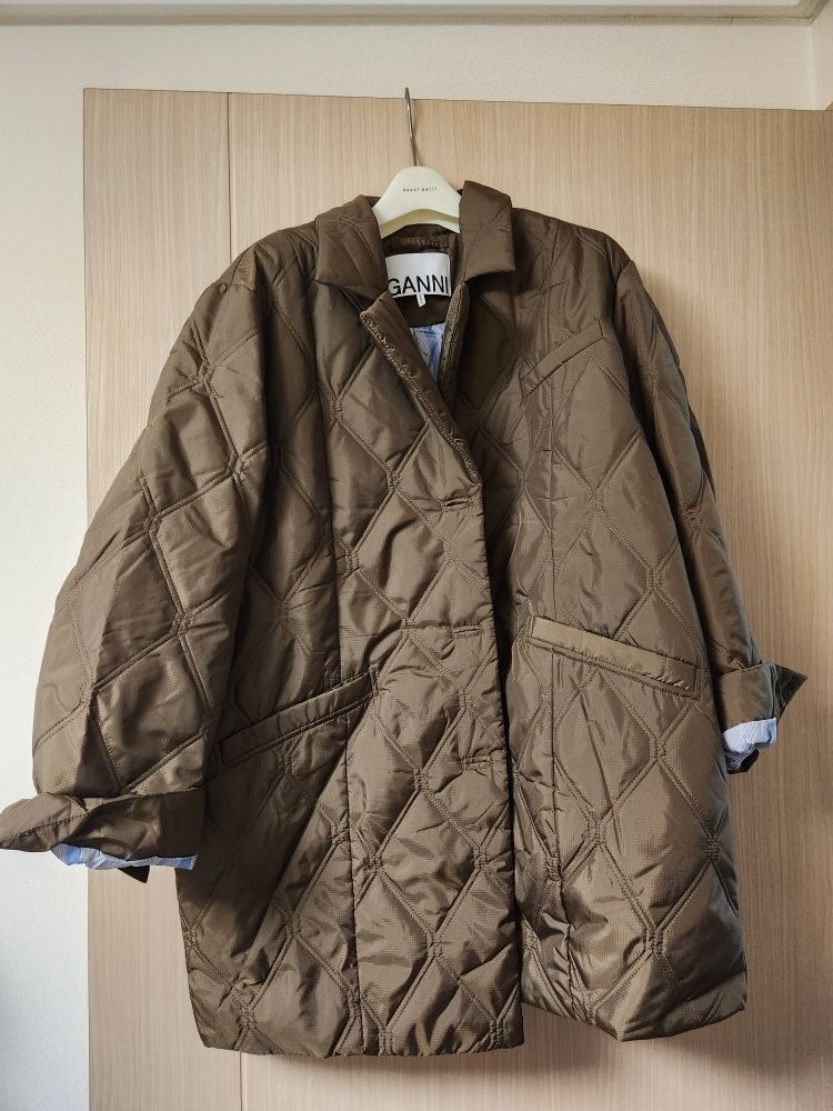★Ganni★ Ripstop quilted jacket brown F7328377 MUSINSA | GANNI Lip Stop Quilted Jacket - Brown / F7328377