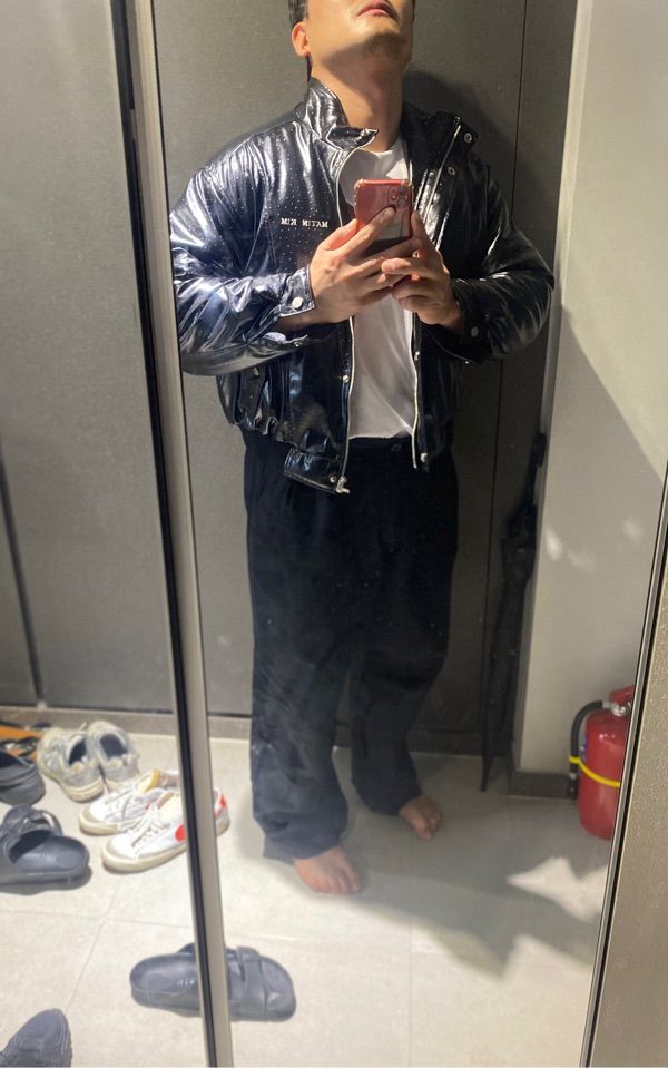 MUSINSA | MATIN KIM HIGH NECK LEATHER JACKET IN BLACK