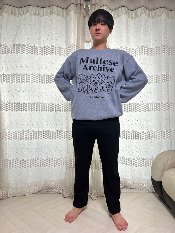 MUSINSA | WAI KEI Maltese archive line graphic Knit Sweater navy