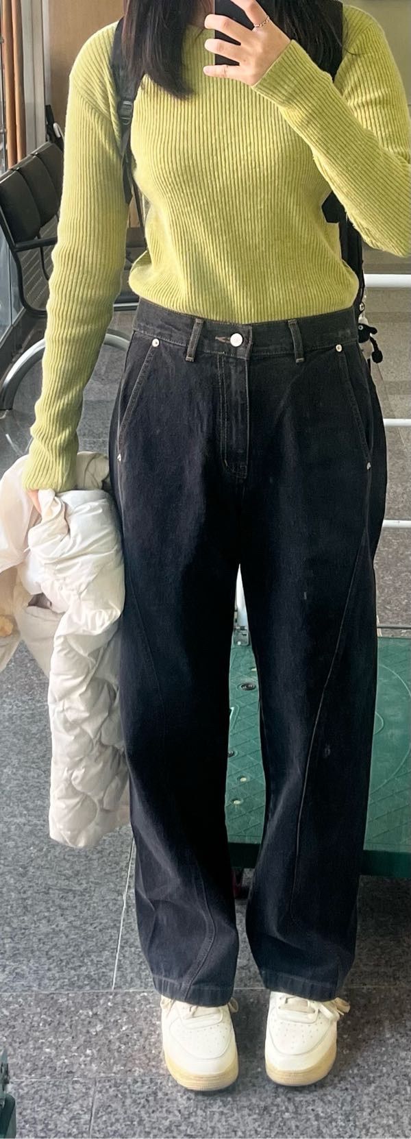 MUSINSA | CPGN STUDIO Curved Wide Denim Pants Black