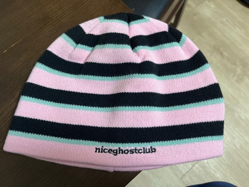 MUSINSA公式 | NICE GHOST CLUB STRIPE LOGO BEANIE_PINK