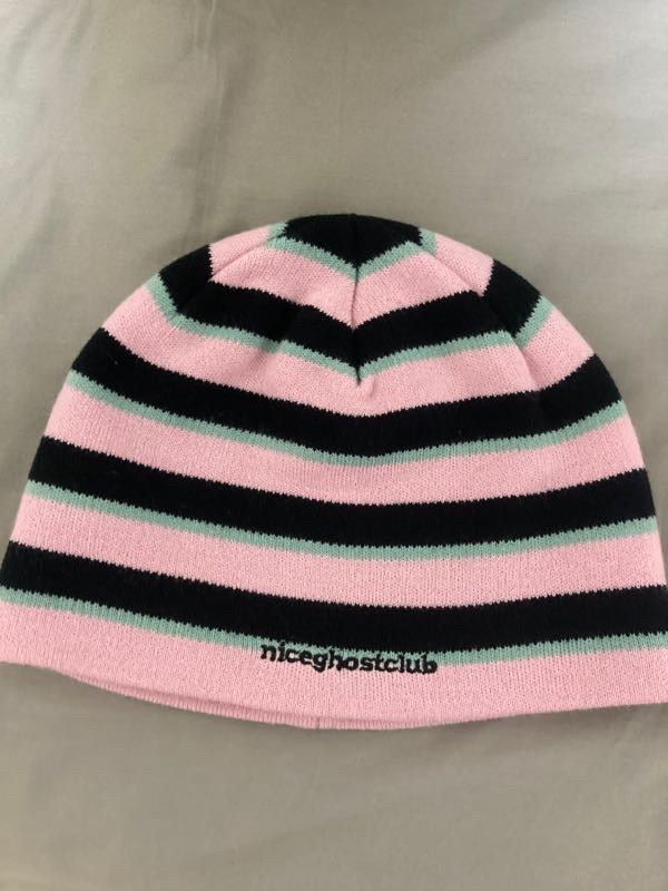 MUSINSA公式 | NICE GHOST CLUB STRIPE LOGO BEANIE_PINK