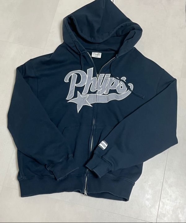 MUSINSA公式 | PHYPS STAR TAIL LOGO hooded ZIP UP_NAVY