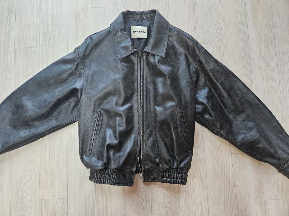 MUSINSA | INSILENCE Distressed Leather Jacket BLACK
