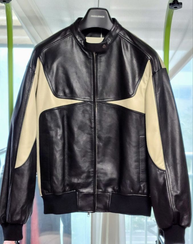 MUSINSA | INSILENCE Racing leather jacket BLACK