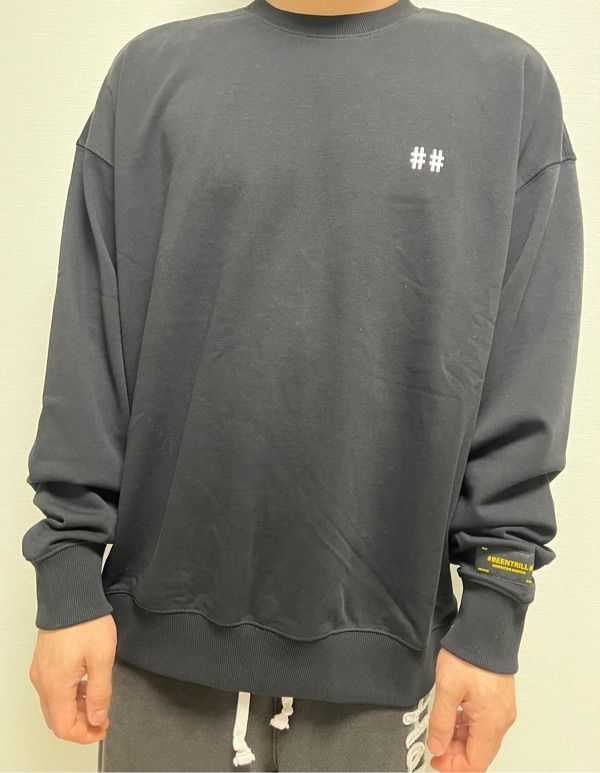 [BEENTRILL]★SPONSOR OVERFIT SWEATSHIRT MUSINSA | BEENTRILL NEWYORK Yellow Taping Hashtag Overfit